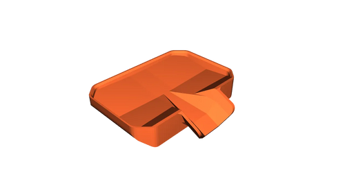 Digital geometry preview of the commercially licensed two-piece soap-saver source model. Not a finished-product photograph.